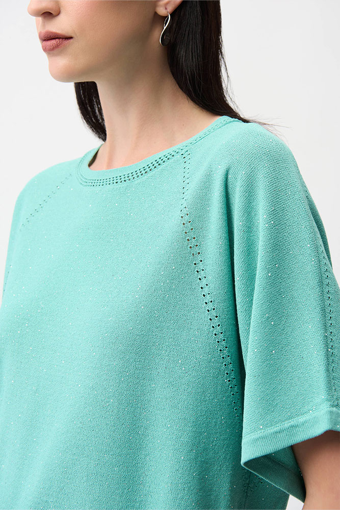 Joseph Ribkoff - Sequins Yarn Short Sleeve Sweater