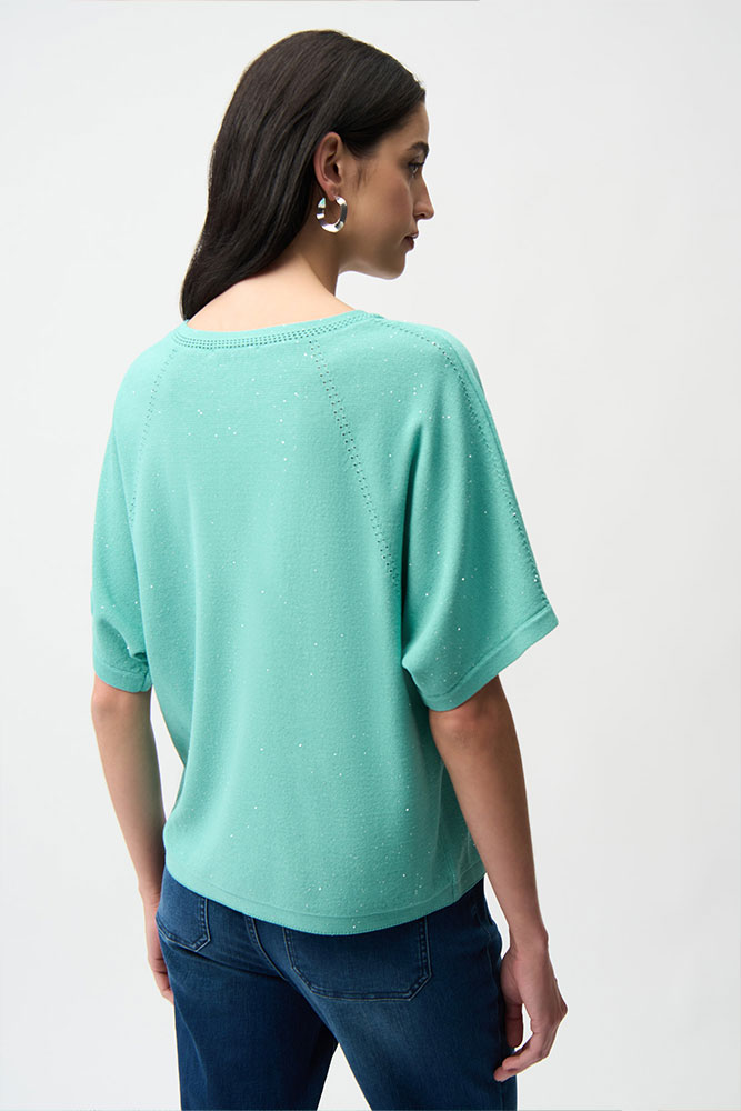 Joseph Ribkoff - Sequins Yarn Short Sleeve Sweater