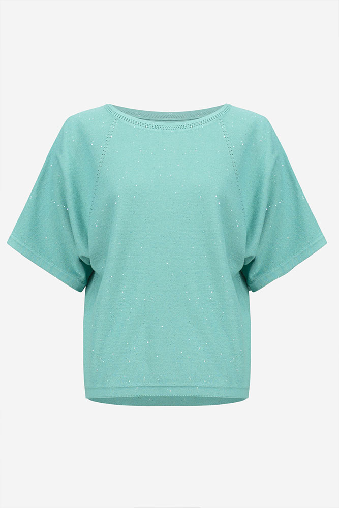Joseph Ribkoff - Sequins Yarn Short Sleeve Sweater